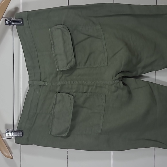 EUC Frame 100% Linen Green Cropped Pant Button Fly Pants Women's sz 24 - Picture 4 of 10
